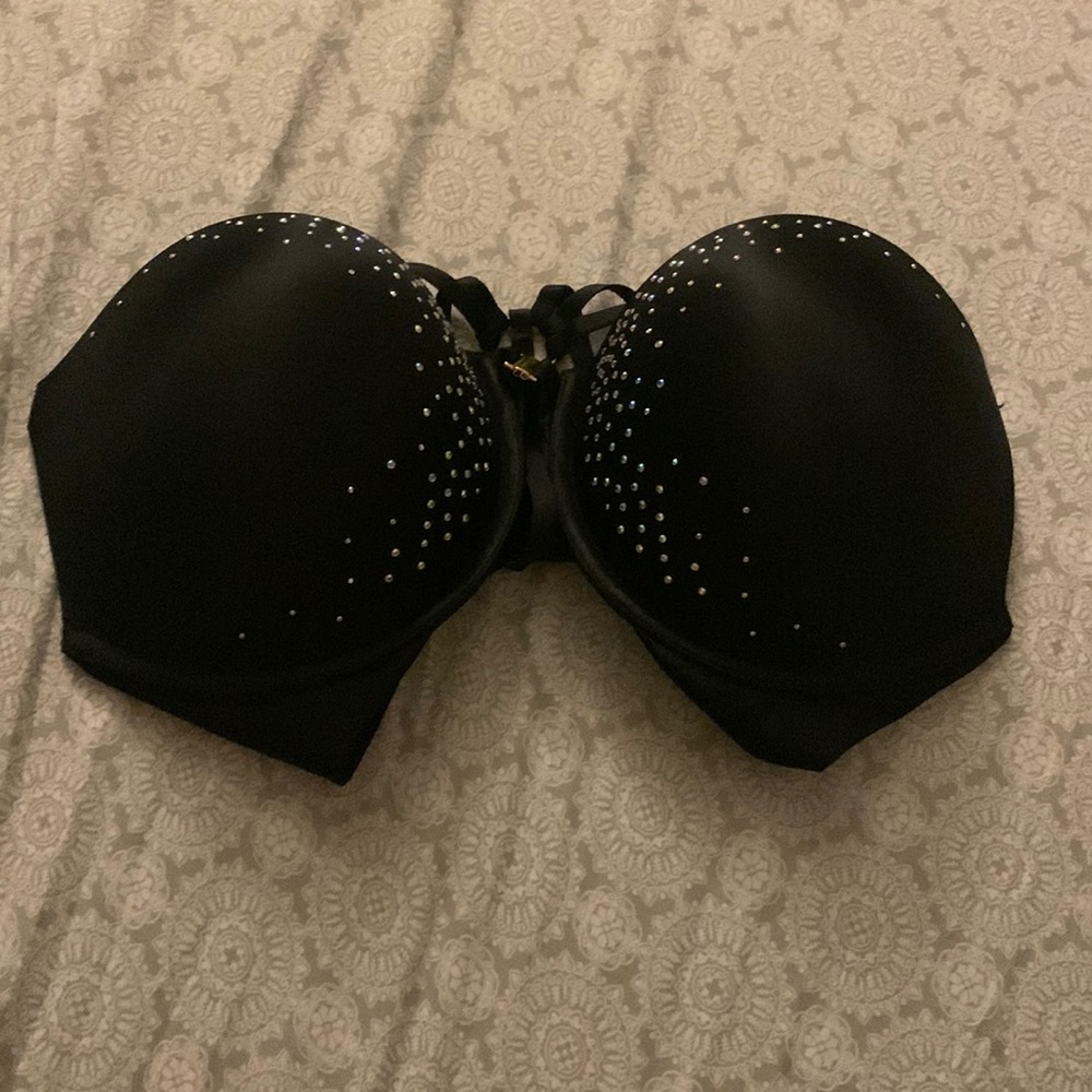 Victoria Secret rhinestone black bra